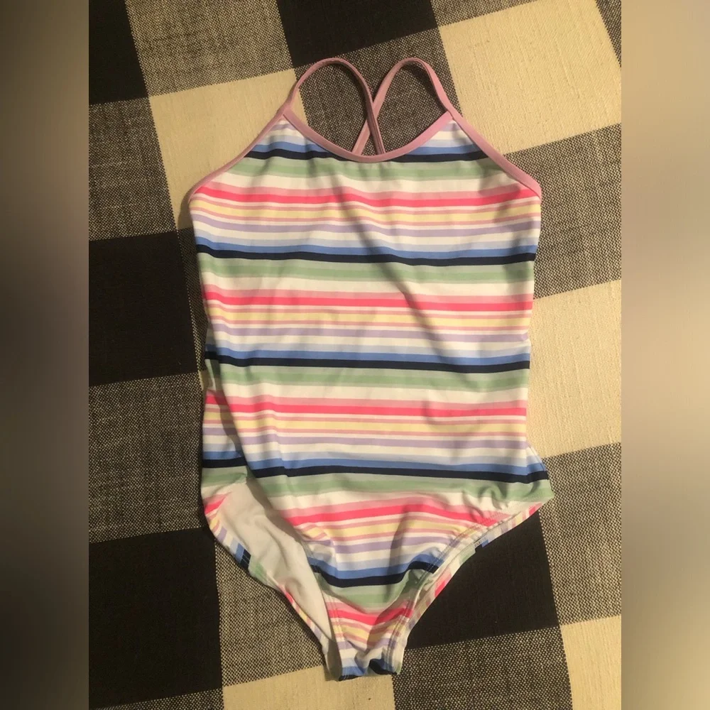 Gap Kids' Striped One-Piece Swimsuit - Pink Trim